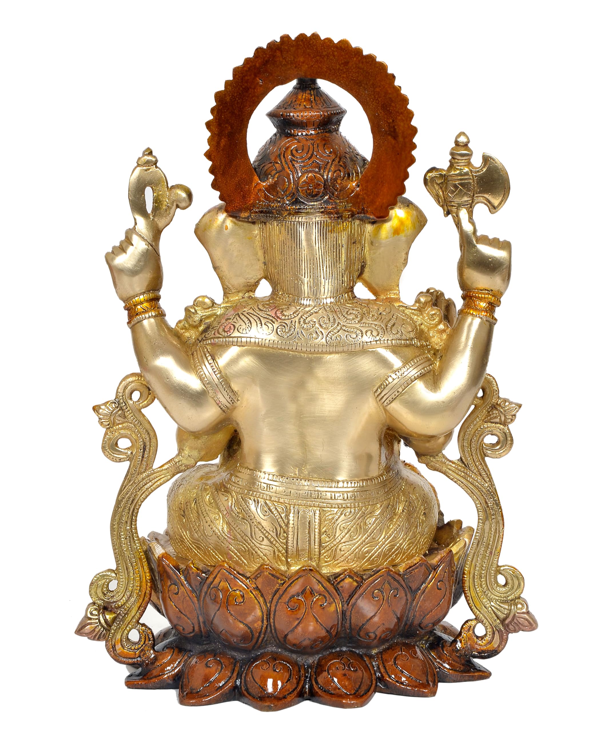Aona Brass Ganesha Ganesh Statue Idol Murti For Mandir Temple, Height : 13 Inch